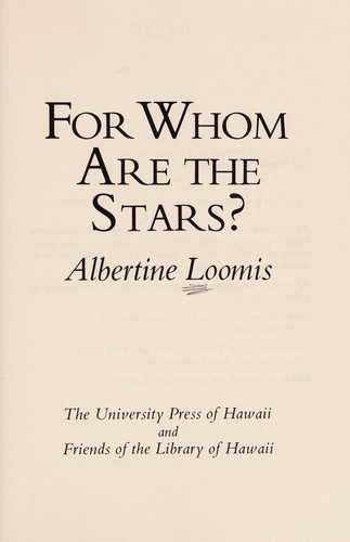 Cover of For whom are the stars?