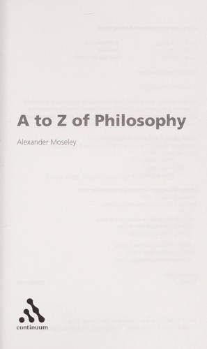 Cover of The A to Z of philosophy