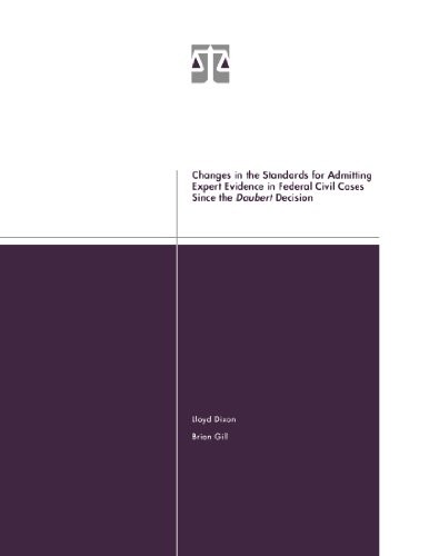 Cover of Changes in the standards for admitting expert evidence in federal civil cases since the Daubert decision