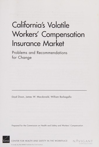 Cover of California's volatile workers' compensation insurance market