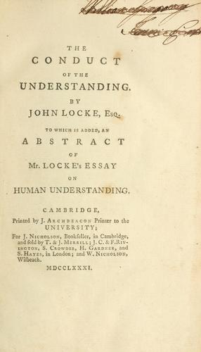 Cover of The conduct of the understanding