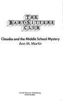 Cover of Claudia and the Middle School Mystery