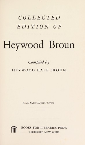 Cover of Collected edition of Heywood Broun