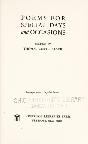 Cover of Poems for special days and occasions