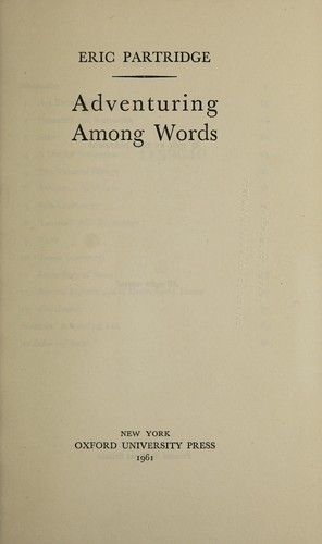 Cover of Adventuring among words