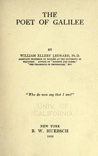 Cover of The poet of Galilee