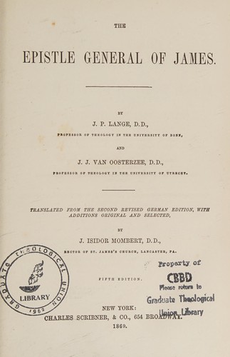 Cover of The epistle general of James