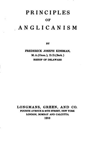 Cover of Principles of Anglicanism