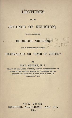 Cover of Lectures on the science of religion