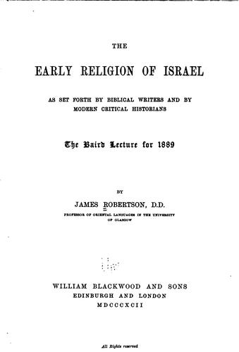 Cover of The early religion of Israel