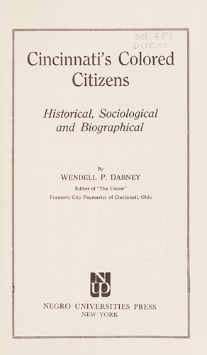 Cover of Cincinnati's Coloured Citizens