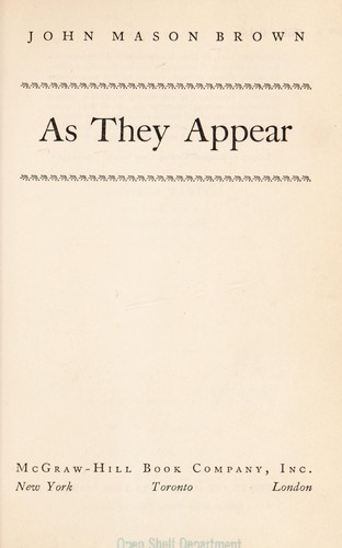 Cover of As they appear
