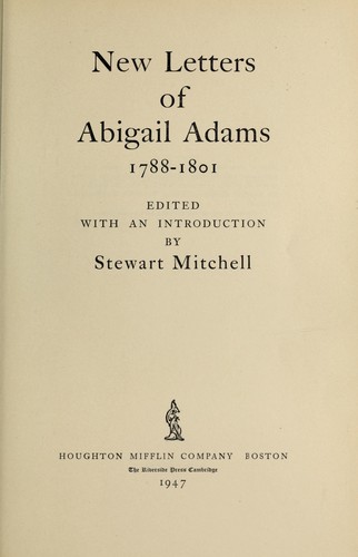 Cover of New letters of Abigail Adams, 1788-1801