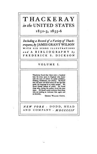 Cover of Thackeray in the United States, 1852-3, 1855-6