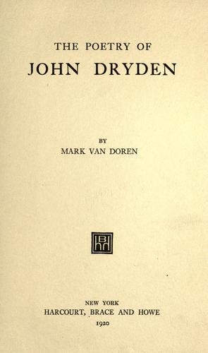 Cover of The poetry of John Dryden