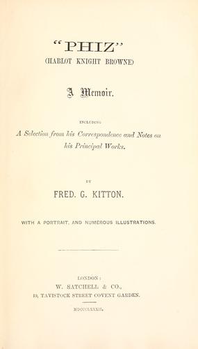 Cover of "Phiz" (Hablot Knight Browne)