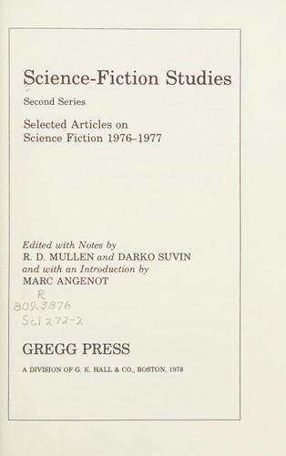 Cover of Science-fiction studies, second series