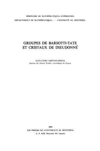 Cover of Groupes de Barsotti-Tate et cristaux de Dieudonné