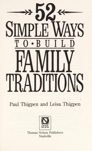 Cover of 52 simple ways to build family traditions