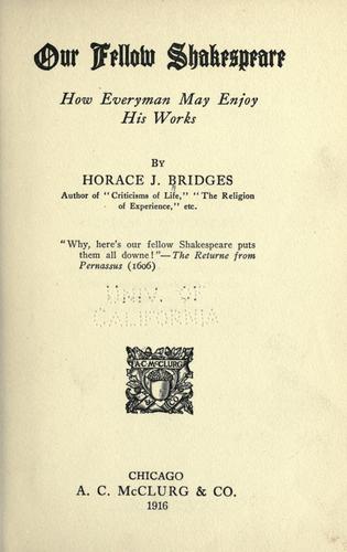 Cover of Our fellow Shakespeare