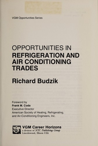 Cover of Opportunities in refrigeration and air conditioning trades