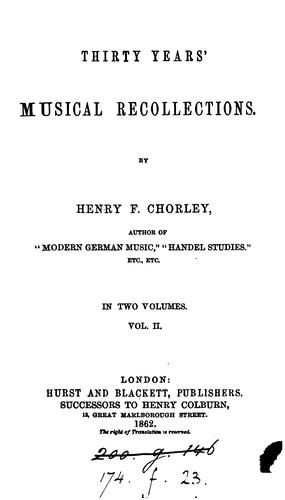 Cover of Thirty years' musical recollections