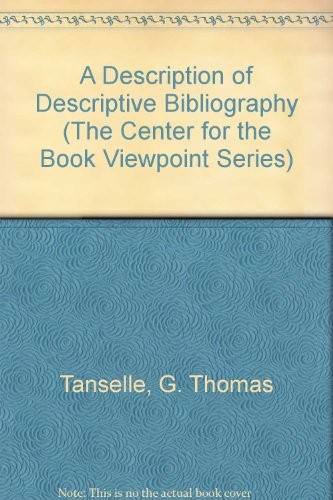 Cover of A description of descriptive bibliography