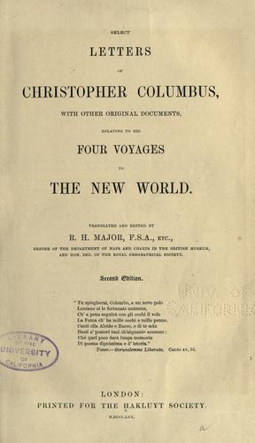 Cover of Select letters of Christopher Columbus