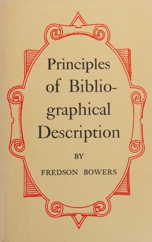 Cover of Principles of Bibliographical Description