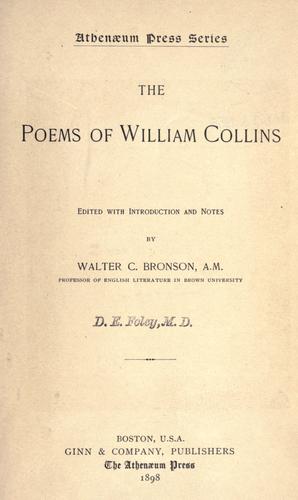 Cover of The poems of William Collins