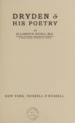 Cover of Dryden & his poetry