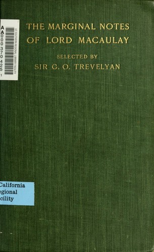 Cover of Marginal Notes by Lord Macaulay