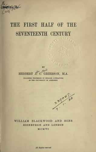 Cover of The first half of the seventeenth century