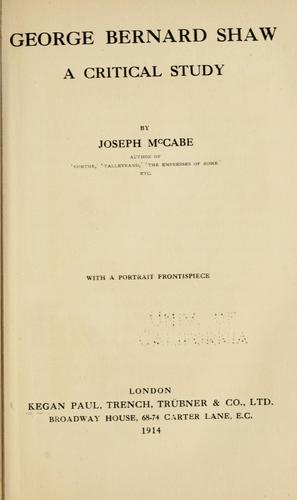 Cover of George Bernard Shaw