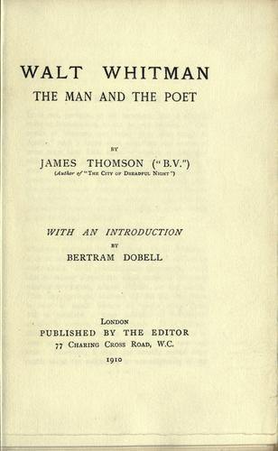 Cover of Walt Whitman, the man and the poet