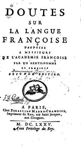 Cover of Doutes sur la langue françoise