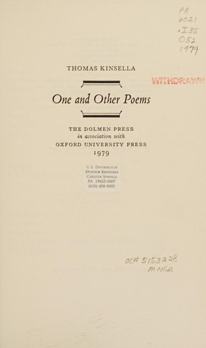 Cover of One, and other poems
