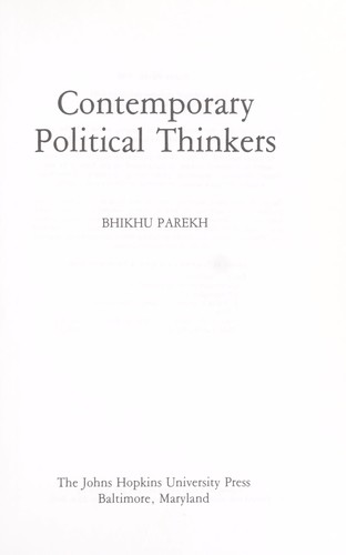 Cover of Contemporary political thinkers