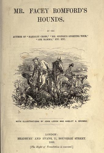 Cover of Mr. Facey Romford's hounds
