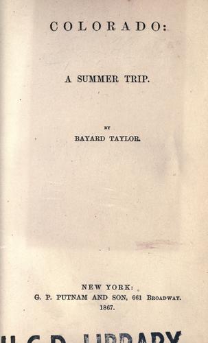 Cover of Colorado: a summer trip