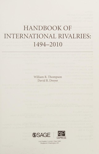 Cover of Handbook of international rivalries, 1494-2010