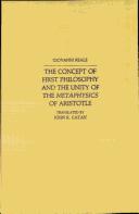Cover of The concept of first philosophy and the unity of the Metaphysics of Aristotle