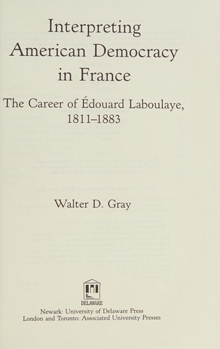 Cover of Interpreting American democracy in France