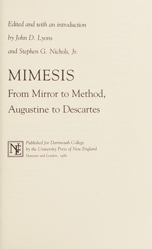 Cover of Mimesis, from mirror to method, Augustine to Descartes