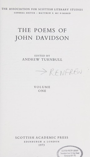 Cover of The poems of John Davidson