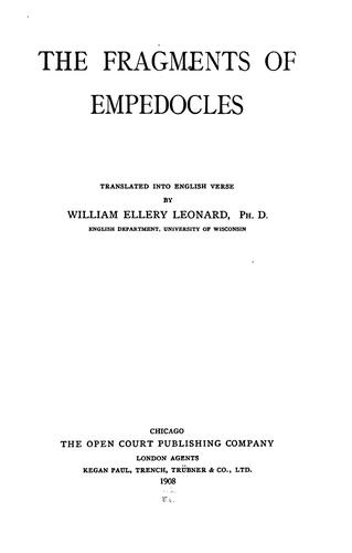 Cover of The fragments of Empedocles