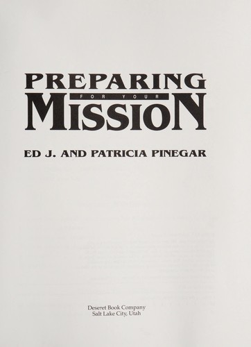 Cover of Preparing for your mission