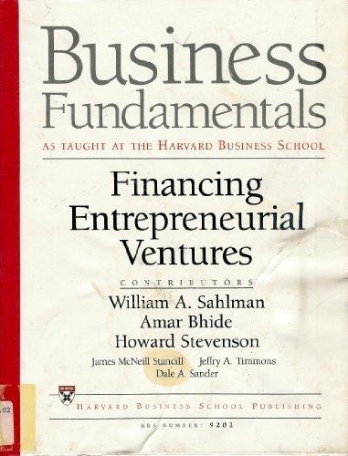 Cover of Financing entrepreneurial ventures