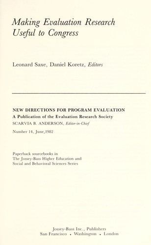 Cover of Making evaluation research useful to Congress