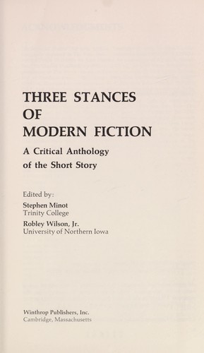 Cover of Three stances of modern fiction
